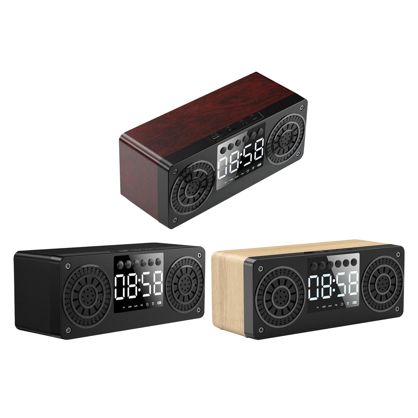 Bluetooth Portable Wooden Soundbar Audio Player for Home Office Computer black