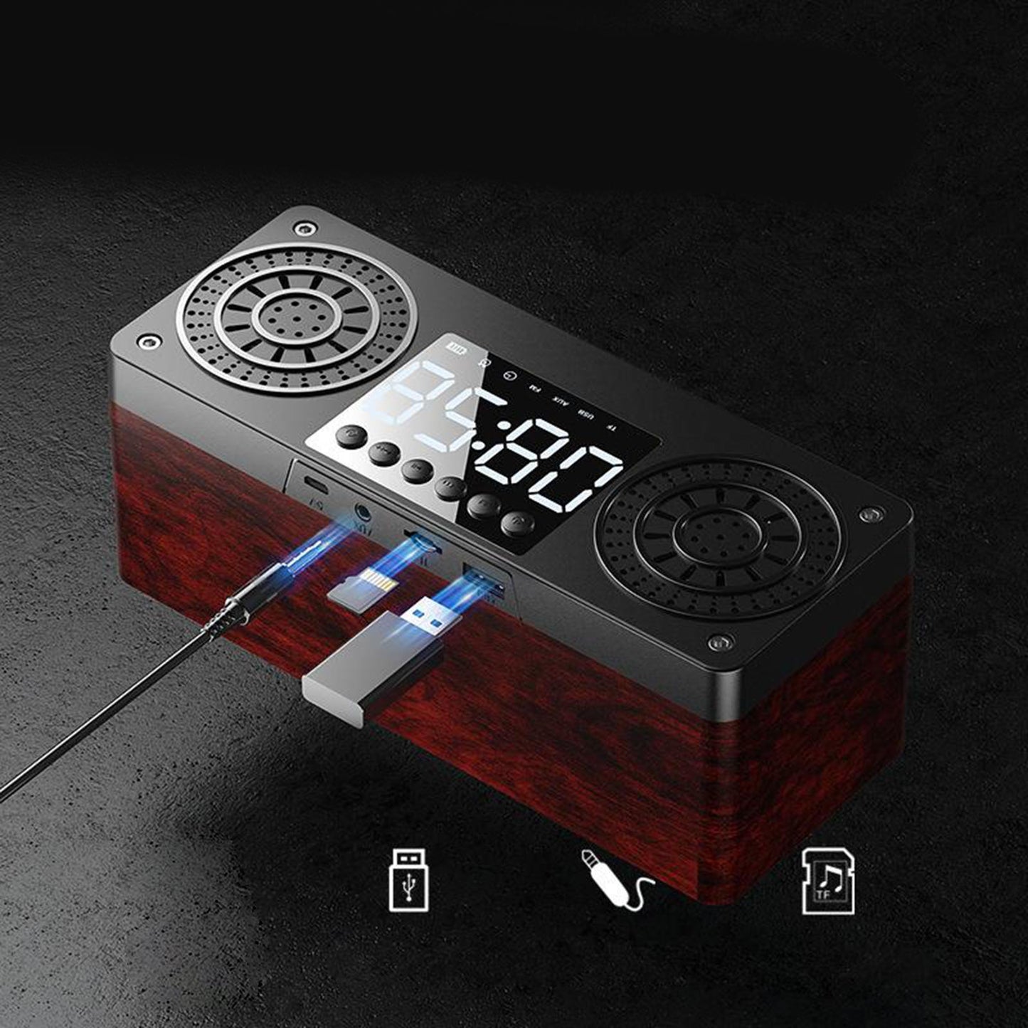 Bluetooth Portable Wooden Soundbar Audio Player for Home Office Computer red wood grain