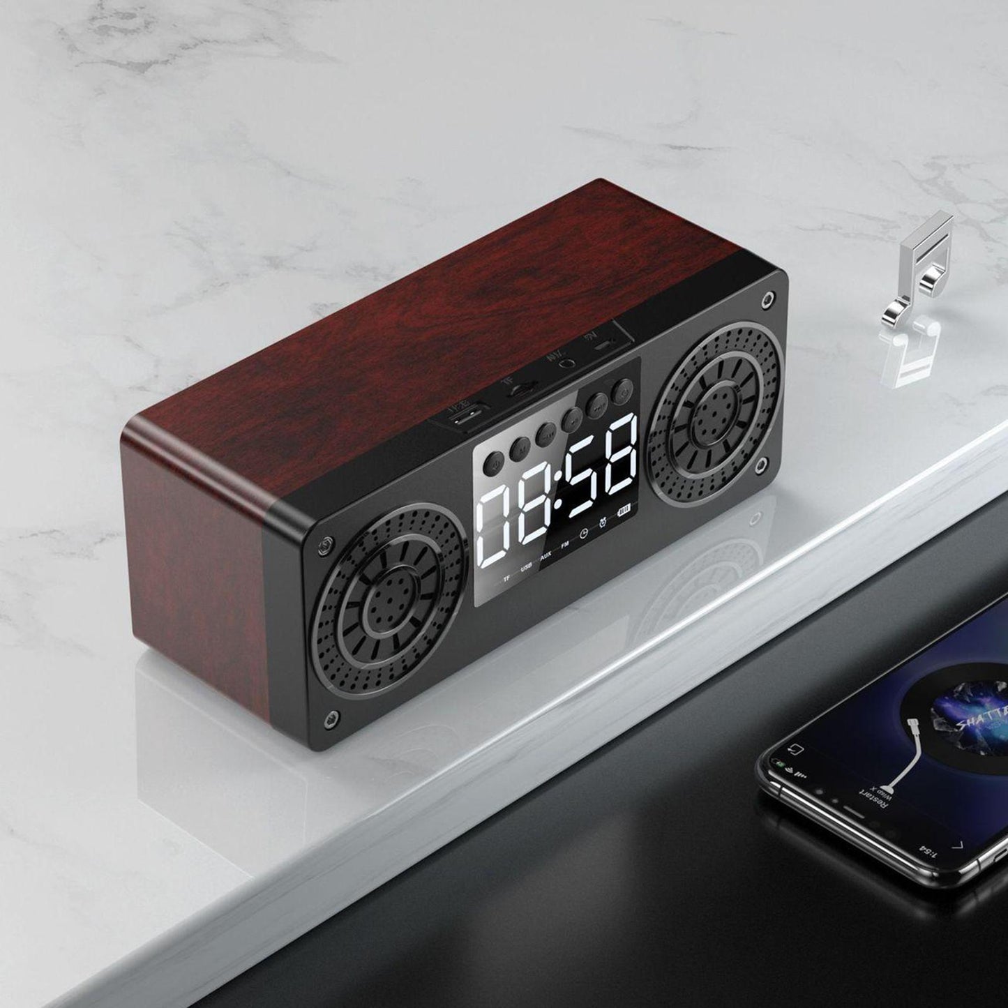 Bluetooth Portable Wooden Soundbar Audio Player for Home Office Computer red wood grain