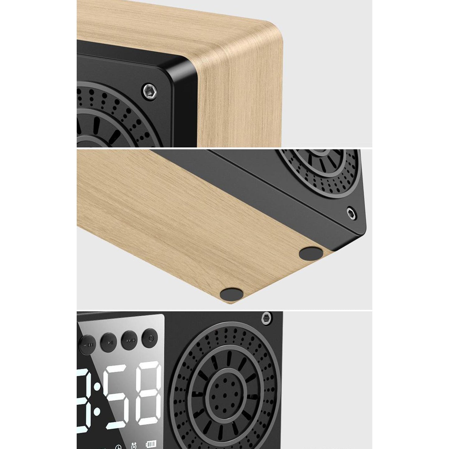 Bluetooth Portable Wooden Soundbar Audio Player for Home Office Computer yellow wood grain