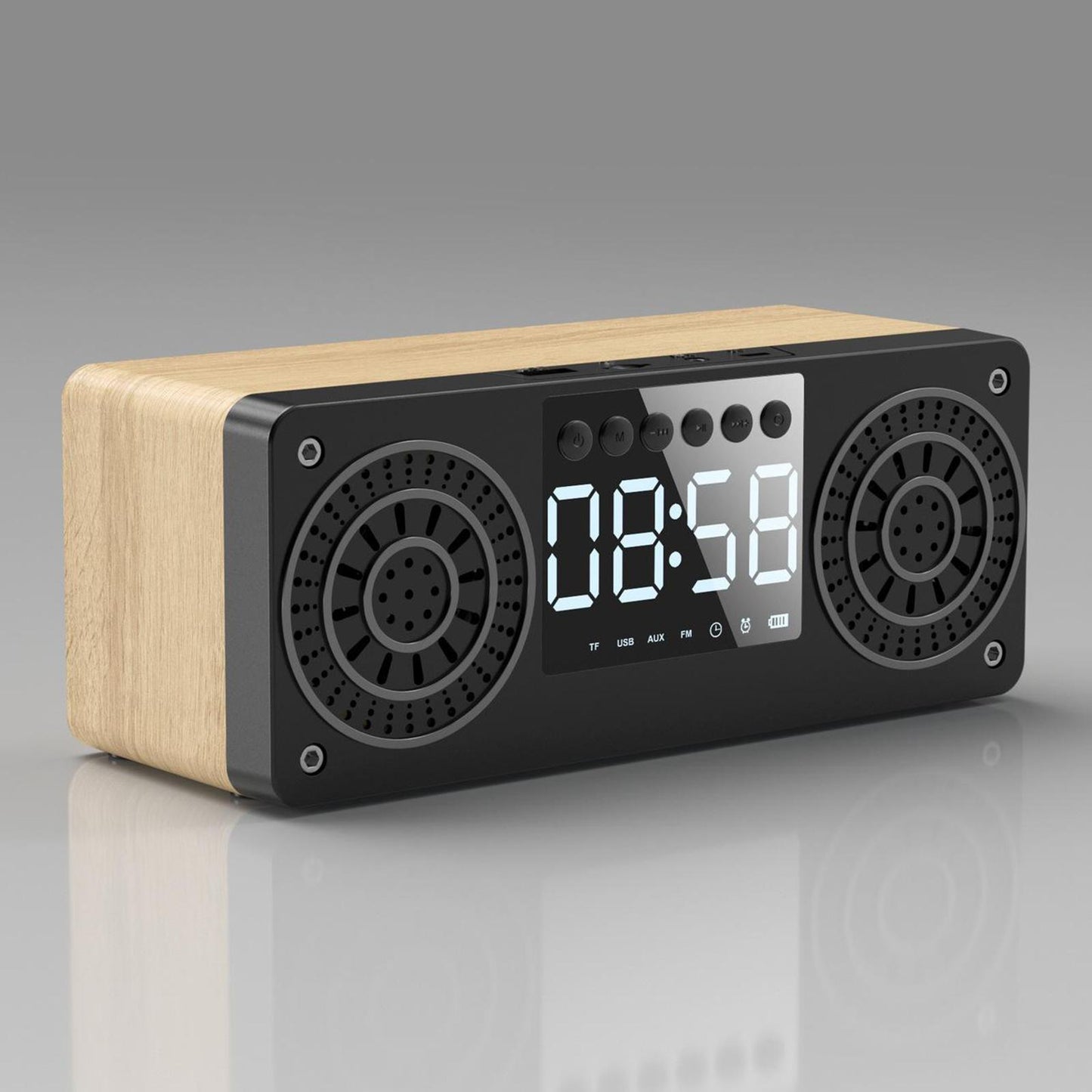 Bluetooth Portable Wooden Soundbar Audio Player for Home Office Computer yellow wood grain