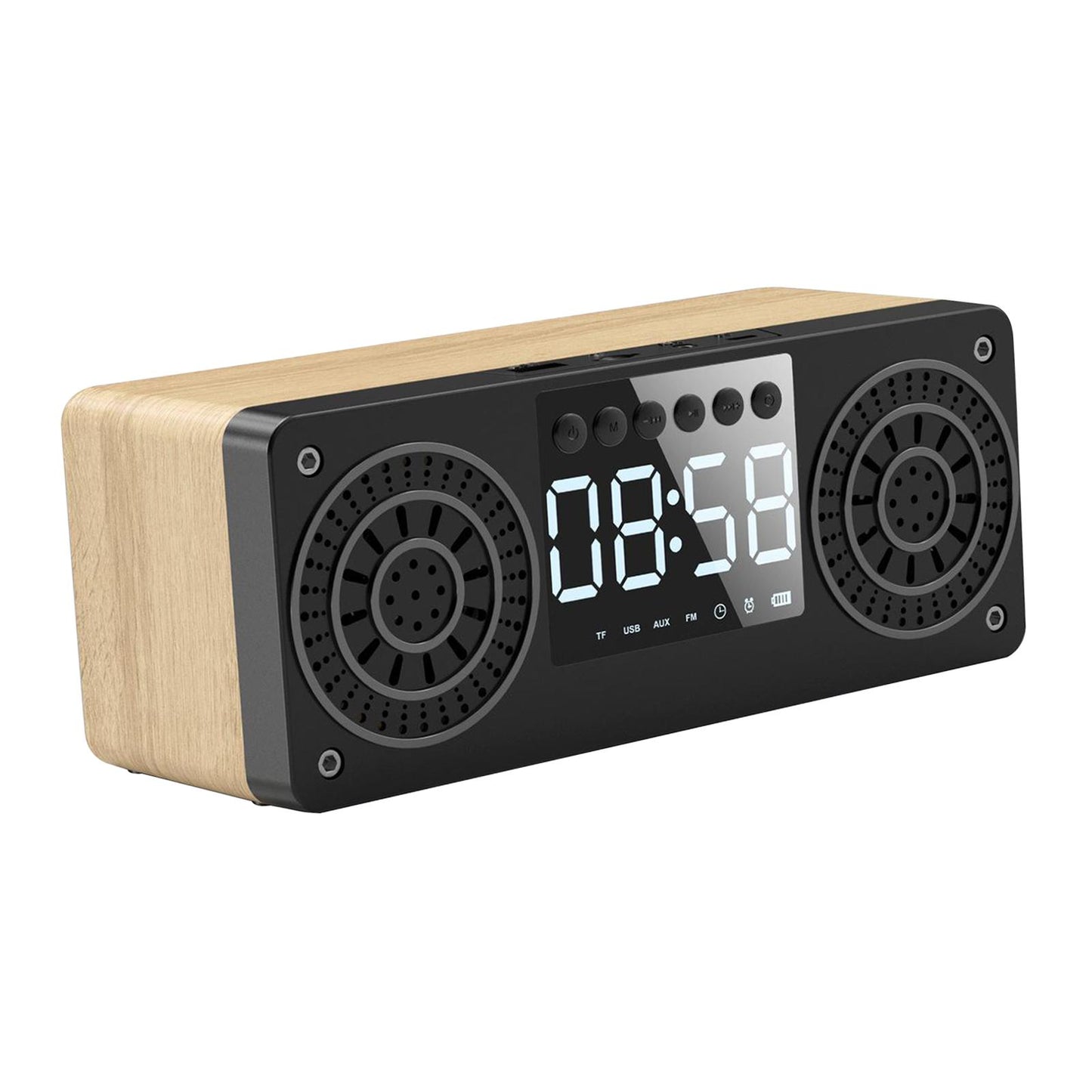 Bluetooth Portable Wooden Soundbar Audio Player for Home Office Computer yellow wood grain