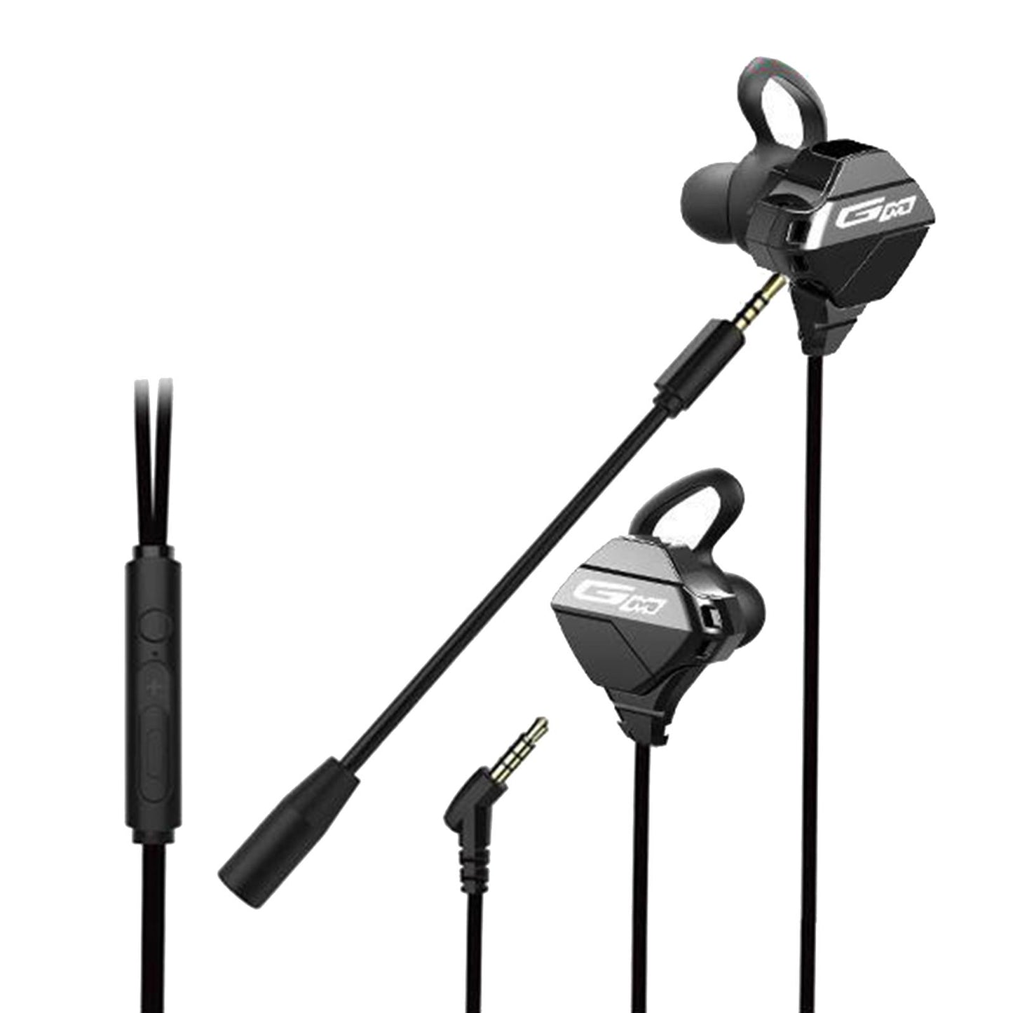 Gaming Earphones & Microphone In Ear Headphones 3.5mm Gold Plated Jack Black