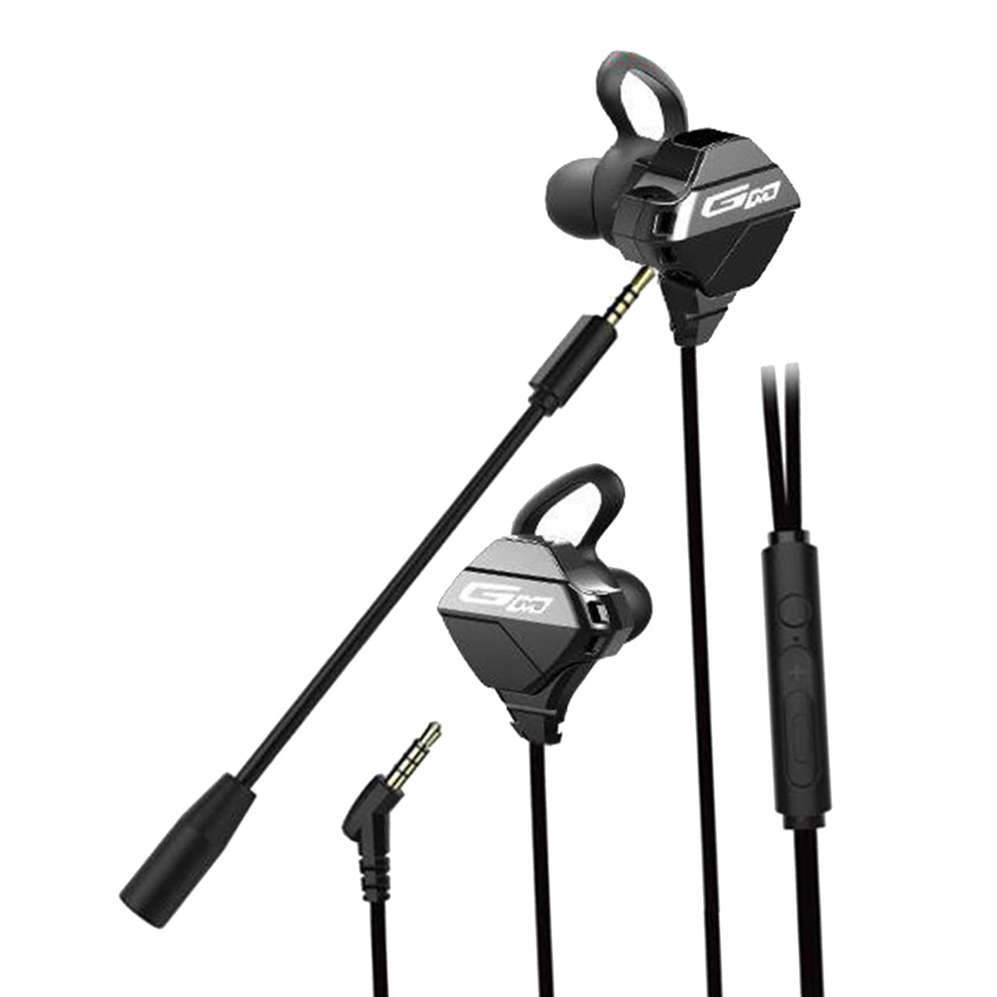 Gaming Earphones & Microphone In Ear Headphones 3.5mm Gold Plated Jack Black