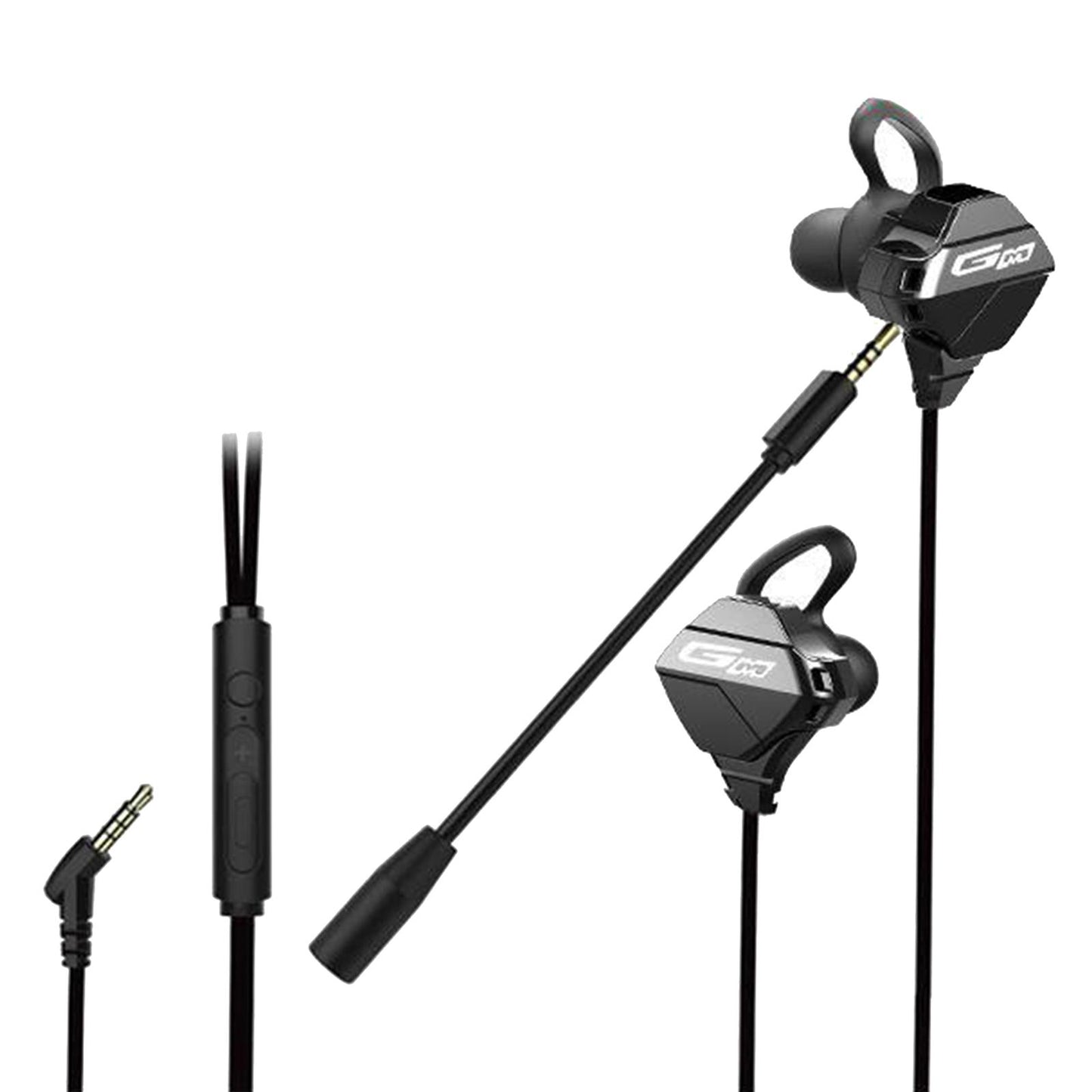 Gaming Earphones & Microphone In Ear Headphones 3.5mm Gold Plated Jack Black