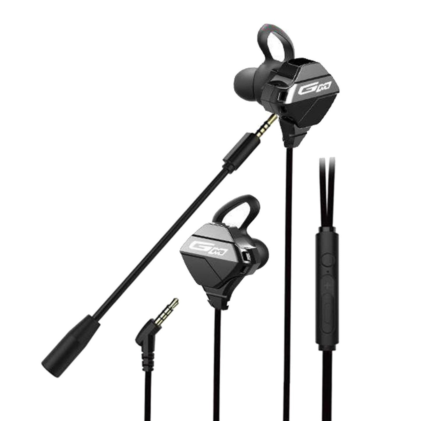 Gaming Earphones & Microphone In Ear Headphones 3.5mm Gold Plated Jack Black