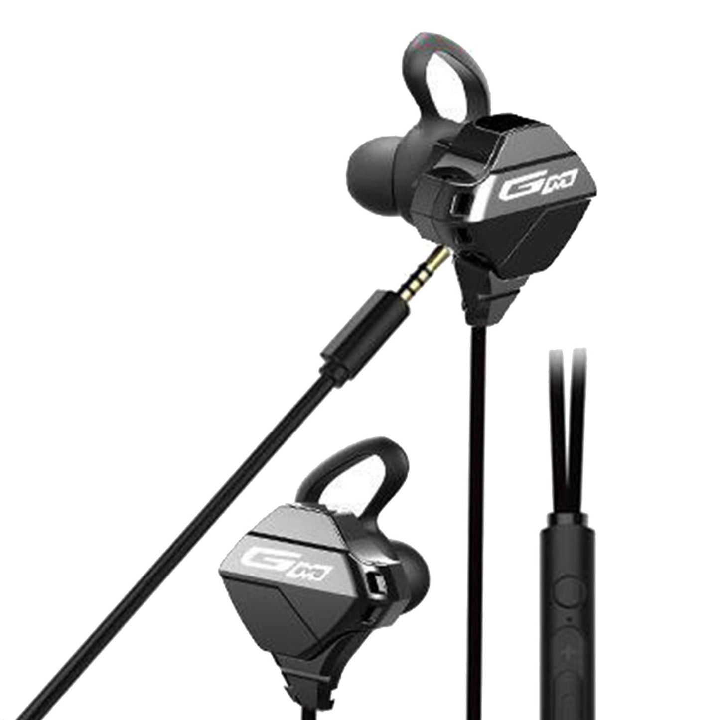 Gaming Earphones & Microphone In Ear Headphones 3.5mm Gold Plated Jack Black