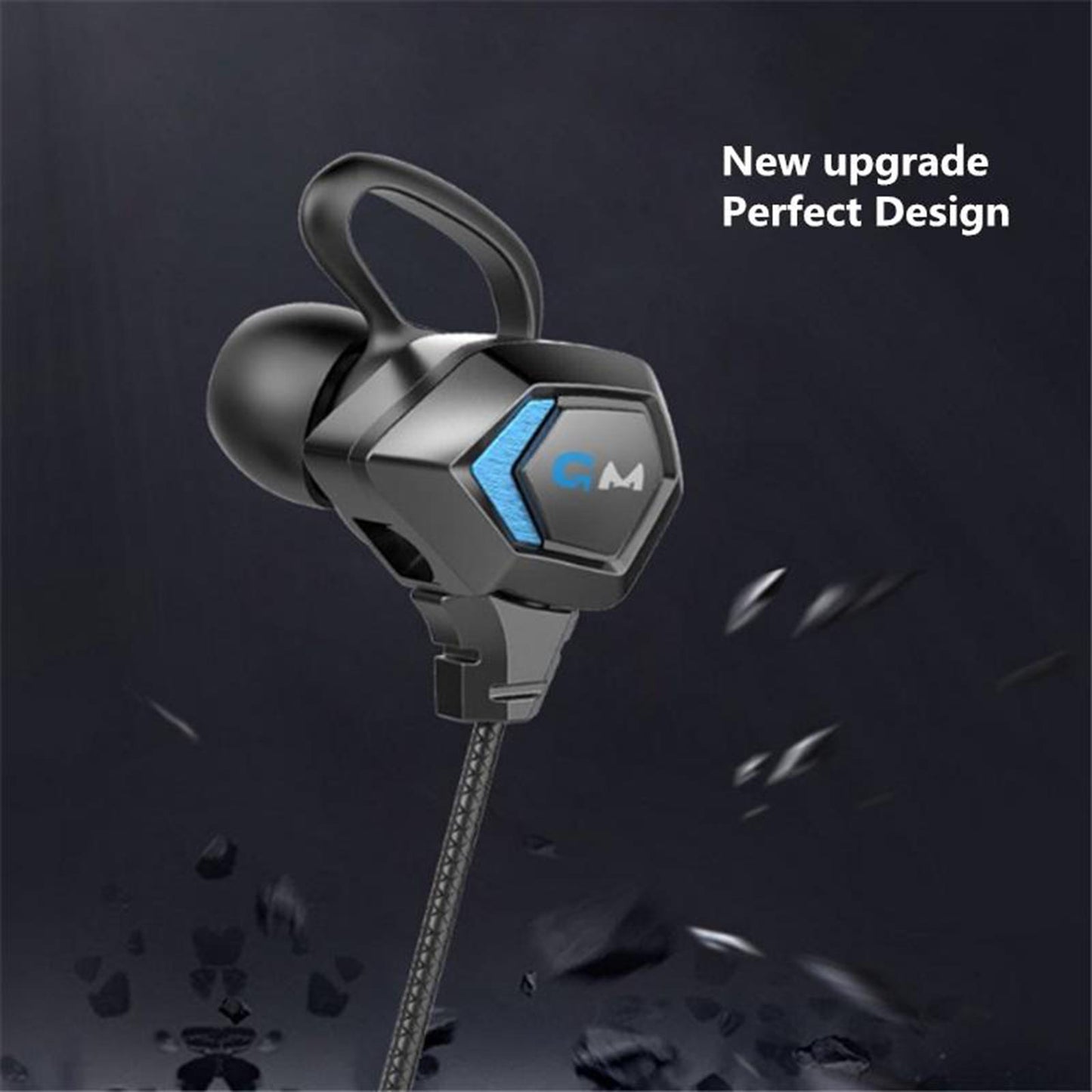 E-Sport Wired In-Ear Gaming Earphone with Adjustable Mic for Xbox, Laptop, Blue