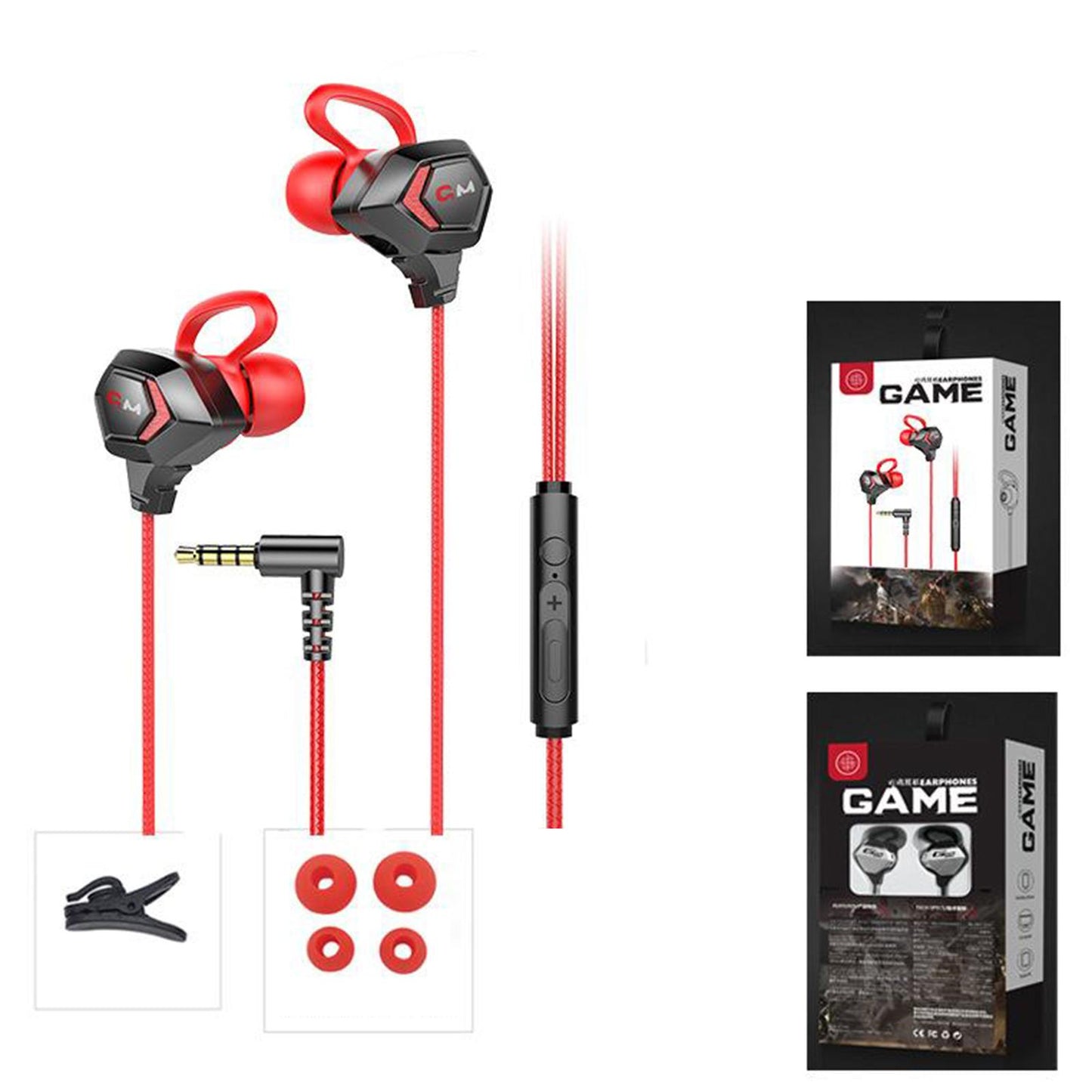 E-Sport Wired In-Ear Gaming Earphone with Adjustable Mic for Xbox, Laptop, Red