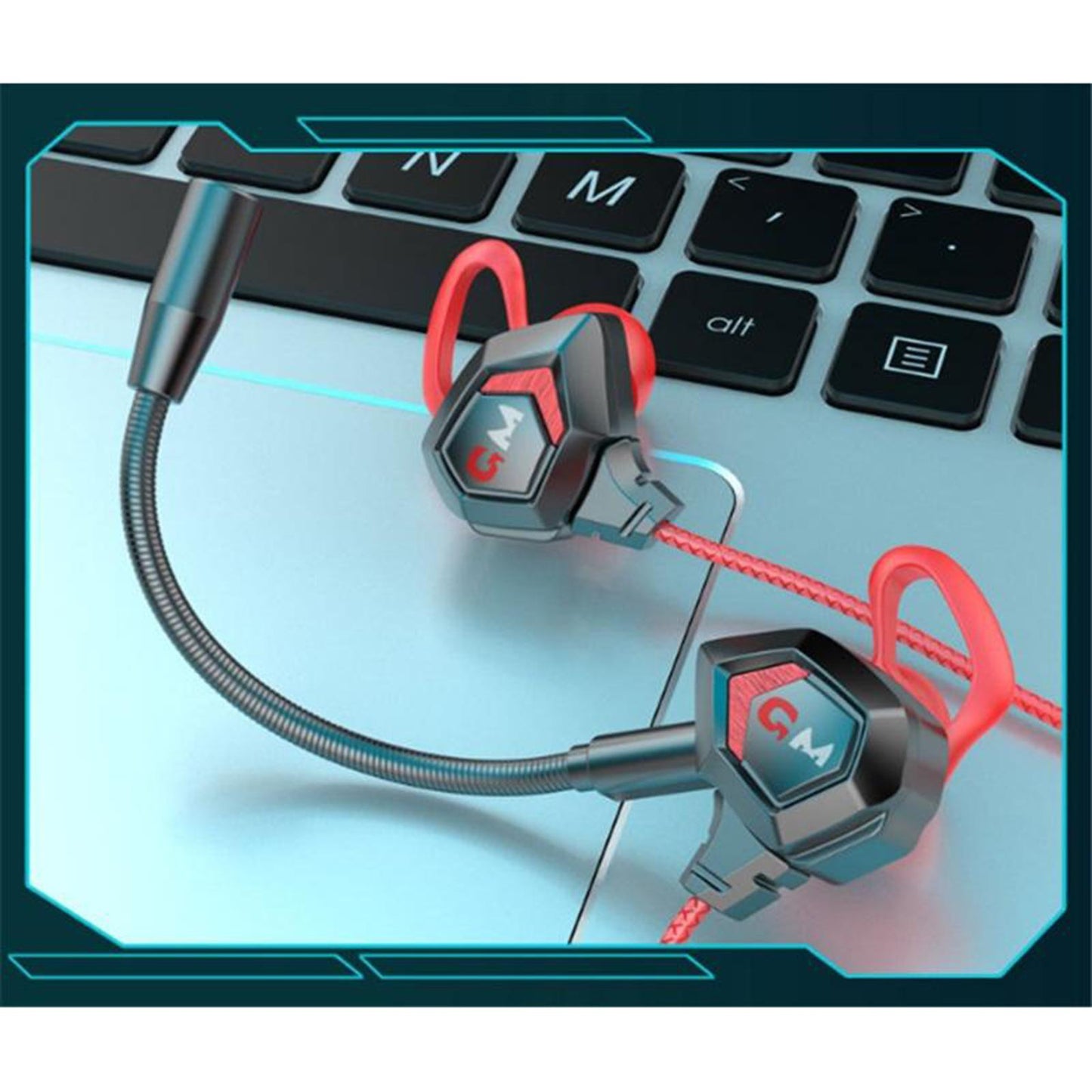 E-Sport Wired In-Ear Gaming Earphone with Adjustable Mic for Xbox, Laptop, Red