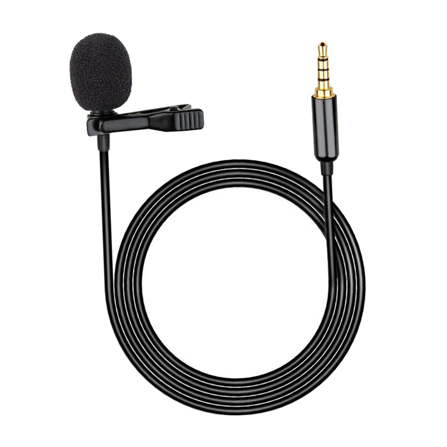Portable Lapel Mic Stereo 3.5mm Jack Lavalier Microphone & Storage Bag