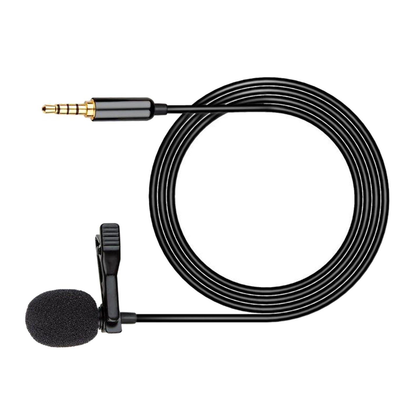 Portable Lapel Mic Stereo 3.5mm Jack Lavalier Microphone & Storage Bag