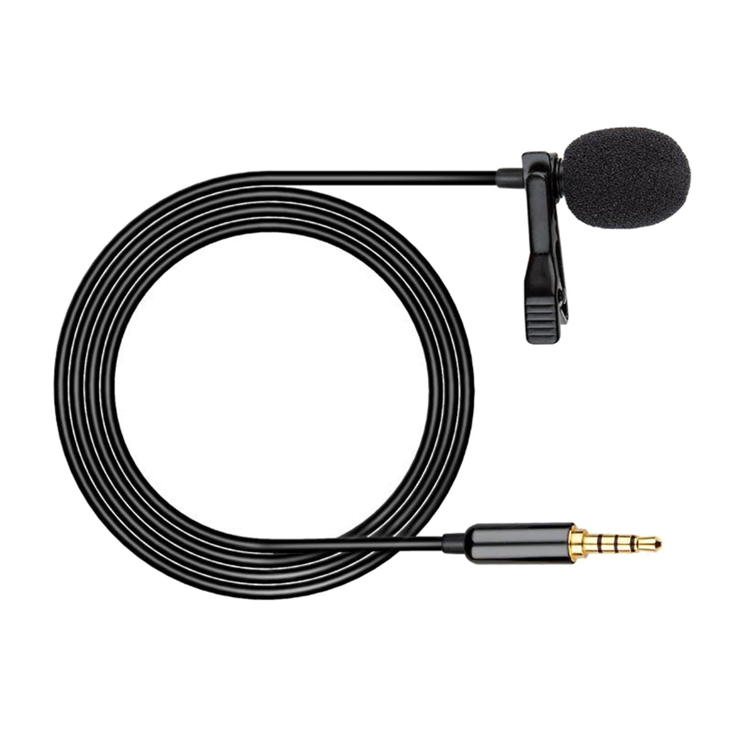 Portable Lapel Mic Stereo 3.5mm Jack Lavalier Microphone & Storage Bag