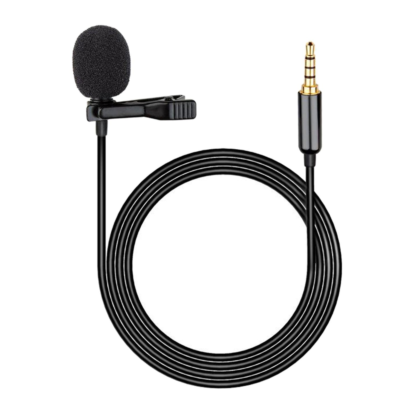 Portable Lapel Mic Stereo 3.5mm Jack Lavalier Microphone & Storage Bag