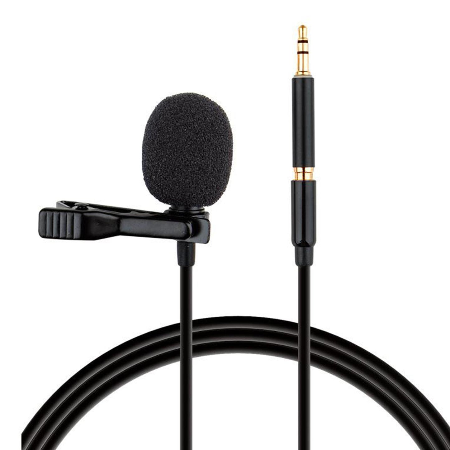 Portable Lapel Mic Stereo 3.5mm Jack Lavalier Microphone & Storage Bag