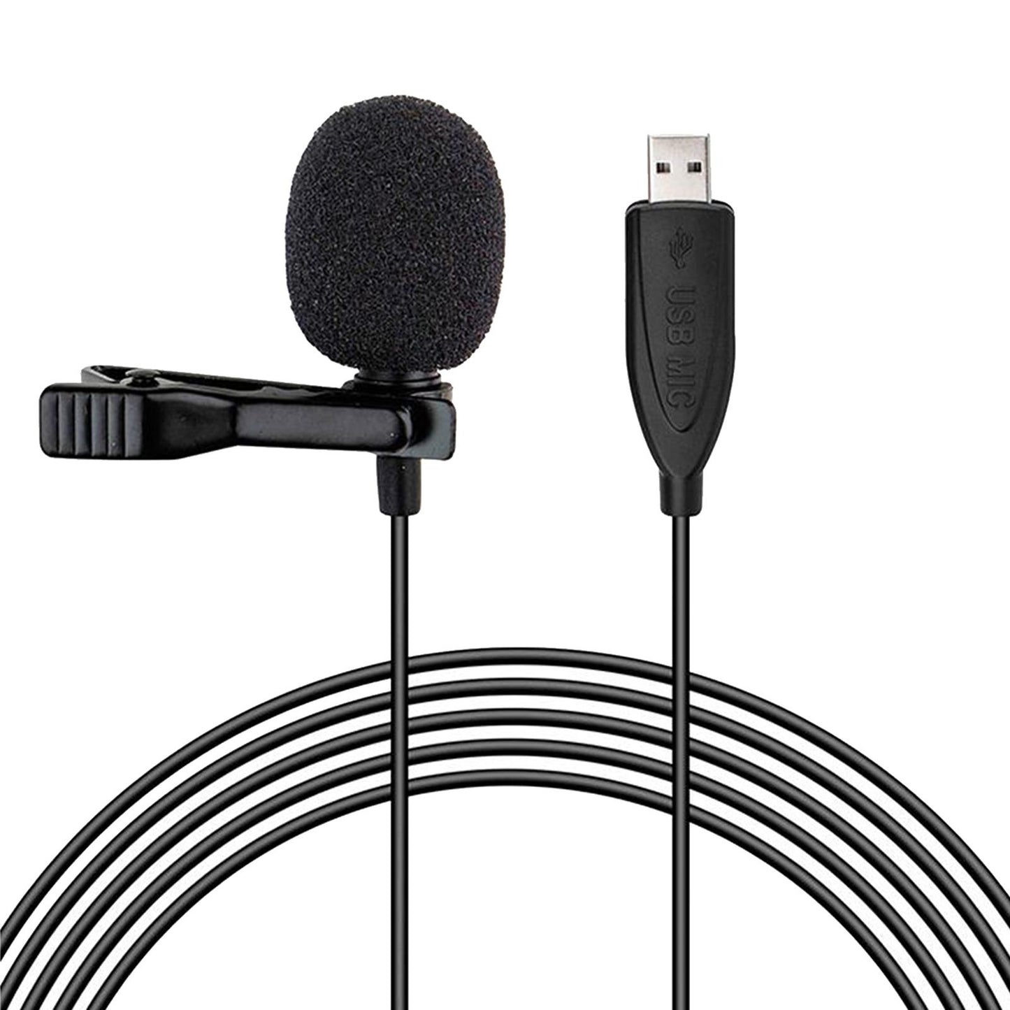 USB Lavalier Lapel Microphone Omnidirectional Mic For Computer Laptop PC