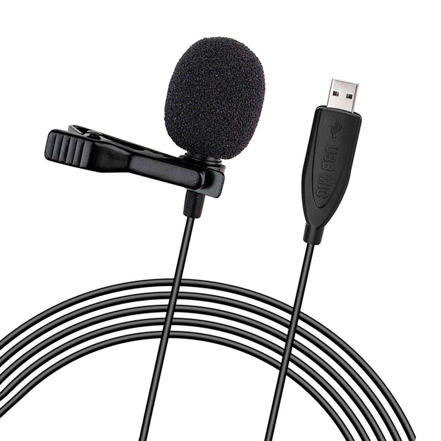 USB Lavalier Lapel Microphone Omnidirectional Mic For Computer Laptop PC