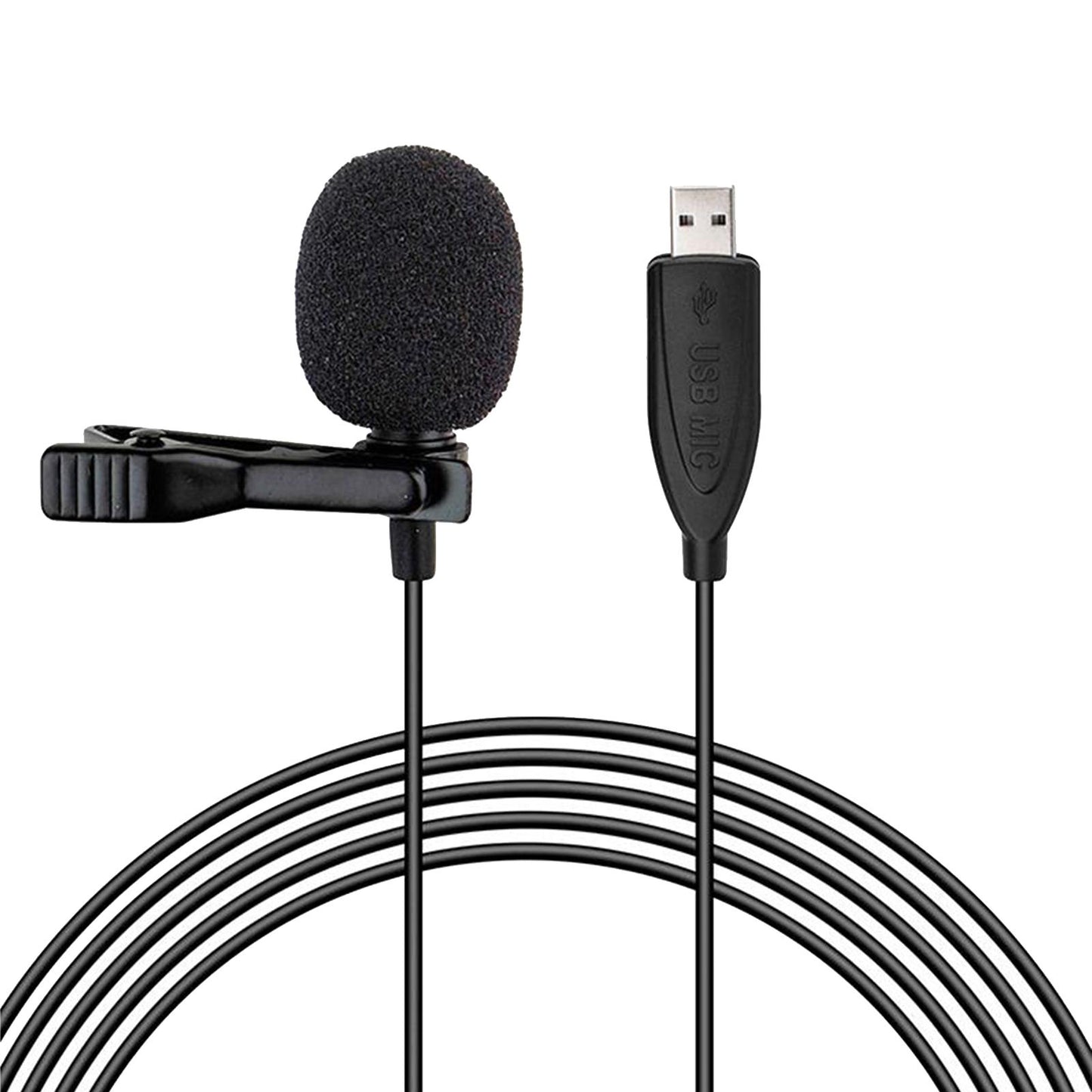 USB Lavalier Lapel Microphone Omnidirectional Mic For Computer Laptop PC