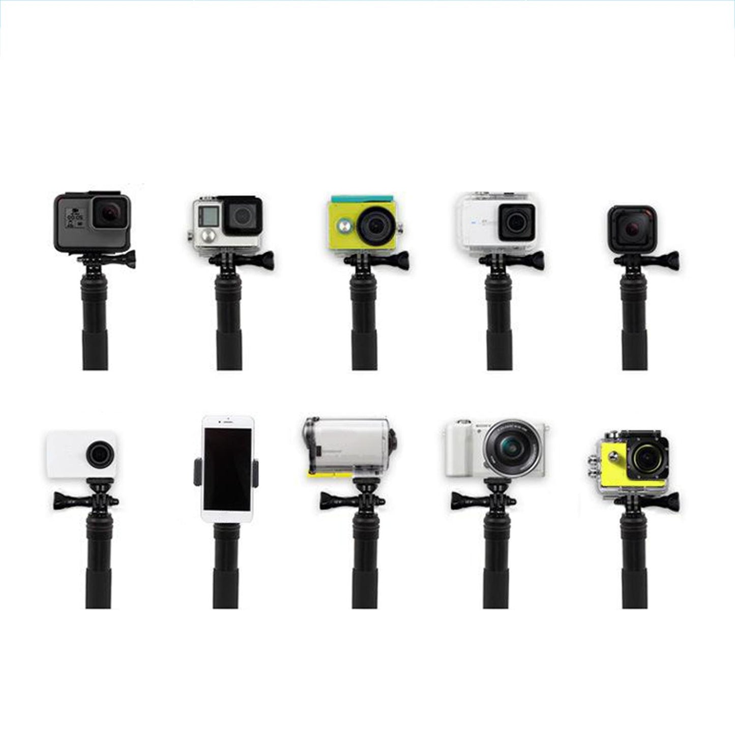 Premium Selfie Stick Adjustable Telescopic Rod Compatible for GoPro Hero Plastic tripod