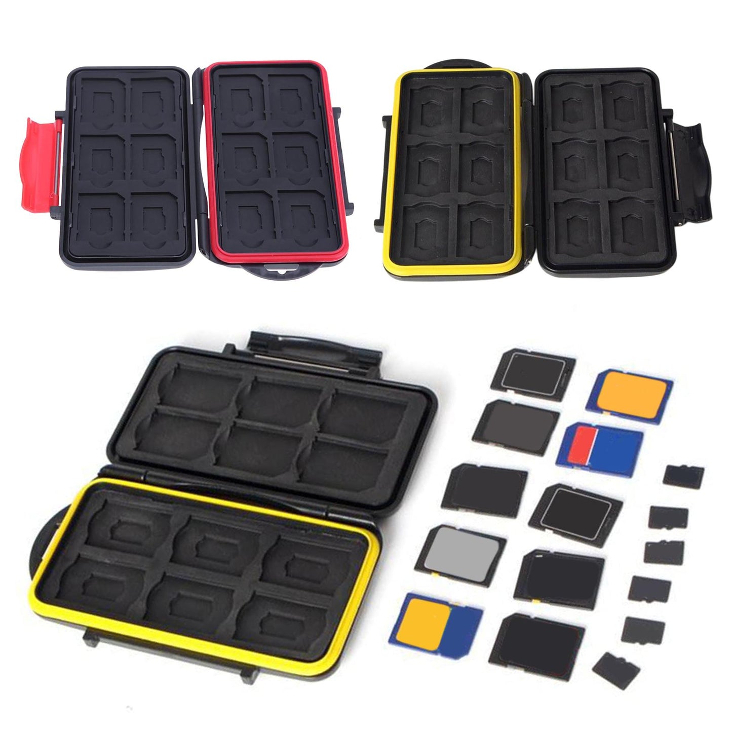 Memory Card Holder Large Capacity Water Resistant Shock Resistant Red