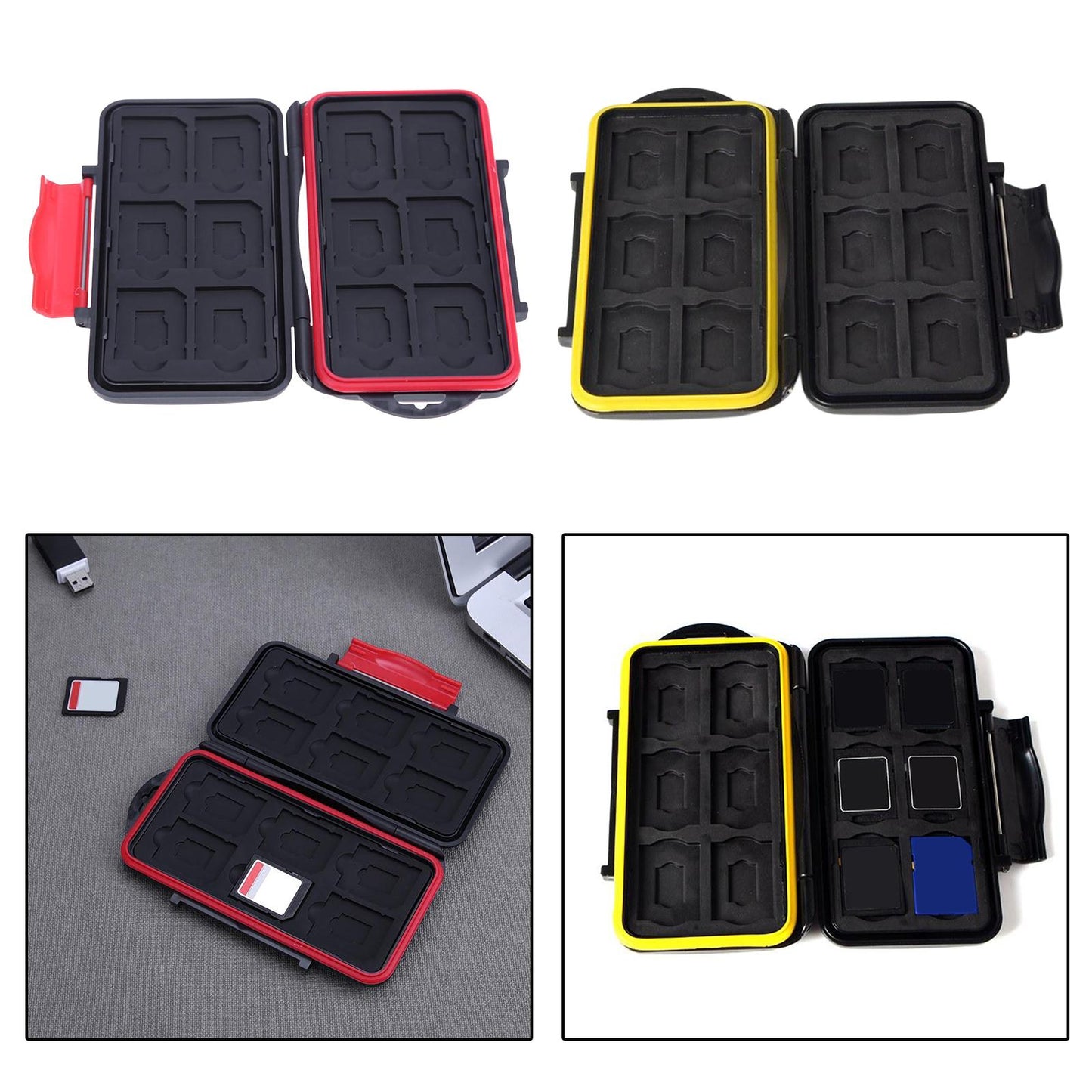 Memory Card Holder Large Capacity Water Resistant Shock Resistant Red