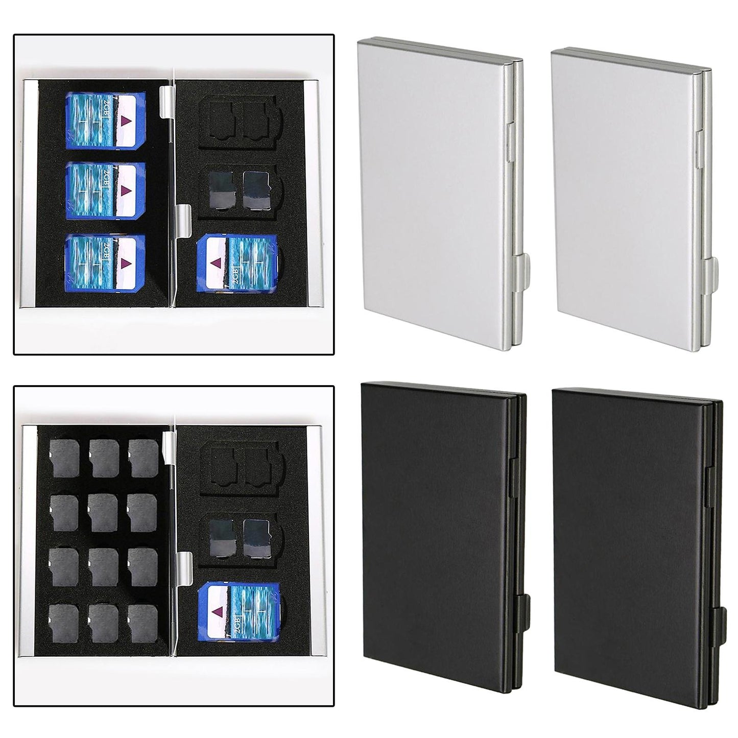 Portable Aluminum Alloy Storage Box Protector Hold for CF (Compact Flash) TF 12 Micro SD + 6SD Black