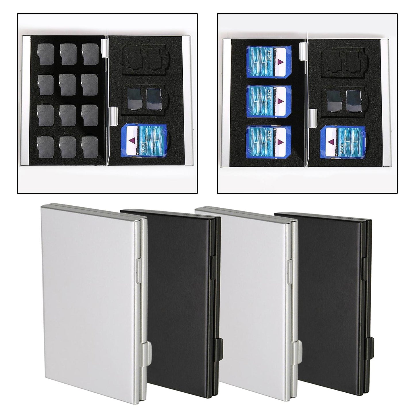 Portable Aluminum Alloy Storage Box Protector Hold for CF (Compact Flash) TF 12 Micro SD + 6SD Black