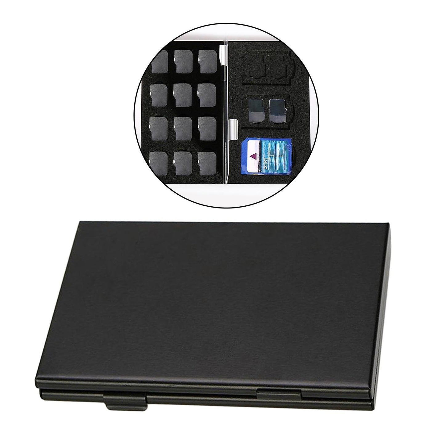 Portable Aluminum Alloy Storage Box Protector Hold for CF (Compact Flash) TF 18 Micro SD + 3SD Black