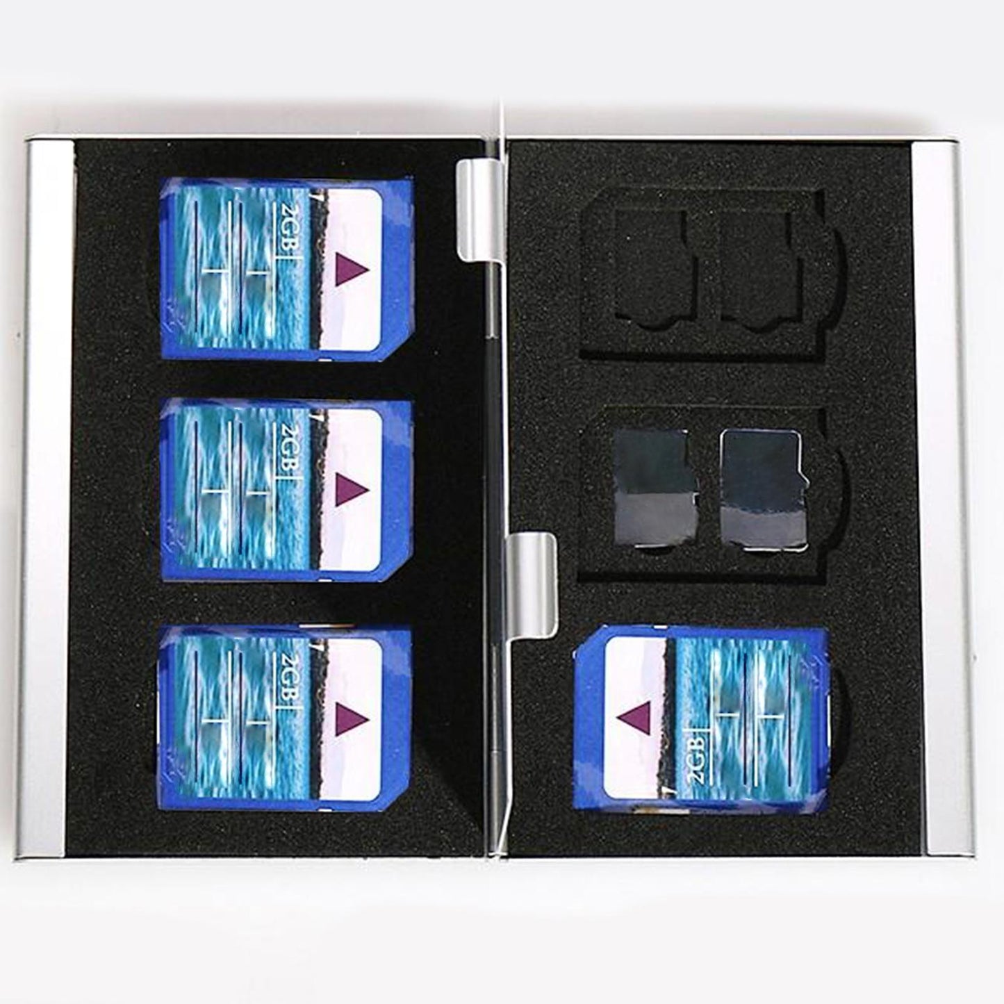 Portable Aluminum Alloy Storage Box Protector Hold for CF (Compact Flash) TF 12 Micro SD + 6SD Silver