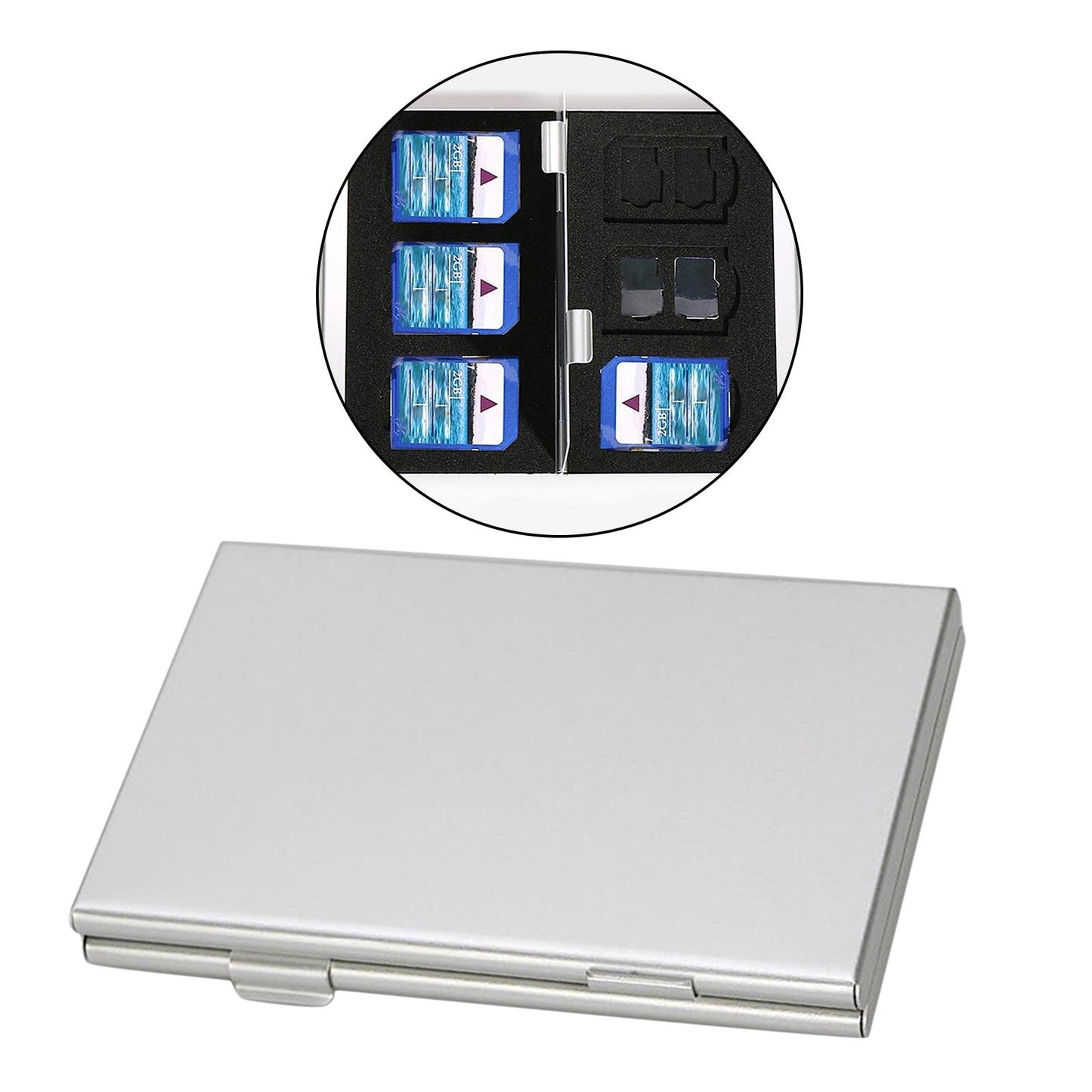 Portable Aluminum Alloy Storage Box Protector Hold for CF (Compact Flash) TF 12 Micro SD + 6SD Silver