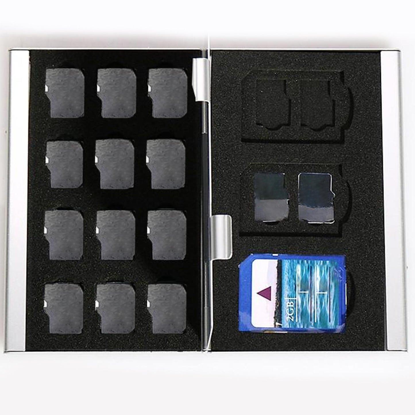 Portable Aluminum Alloy Storage Box Protector Hold for CF (Compact Flash) TF 18 Micro SD + 3SD Silver