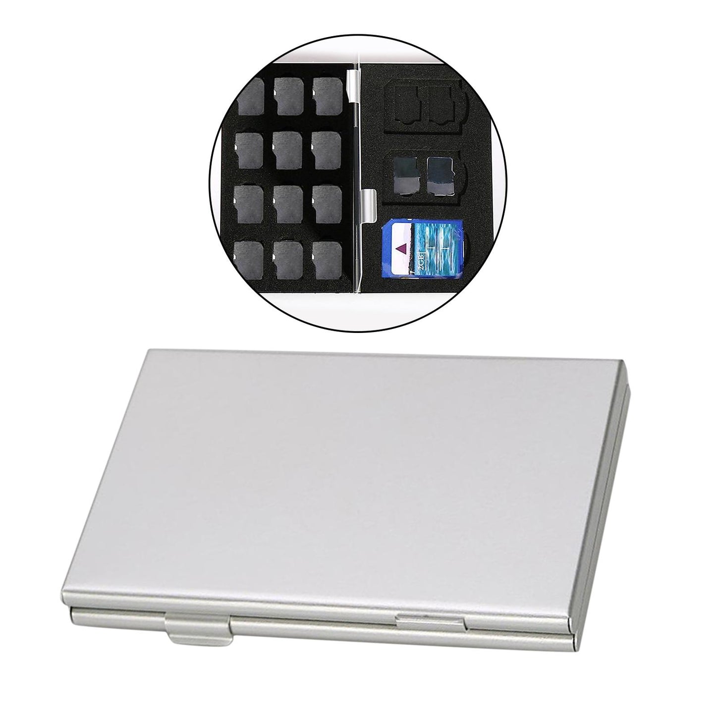 Portable Aluminum Alloy Storage Box Protector Hold for CF (Compact Flash) TF 18 Micro SD + 3SD Silver