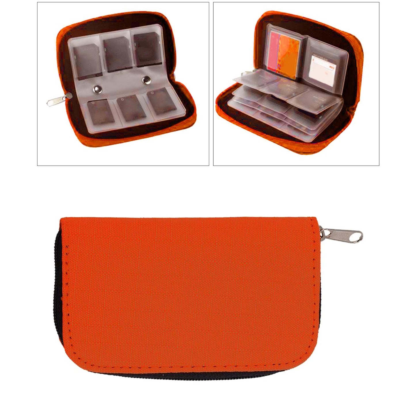 Nylon 22-Slot Memory Card Case Large Capacity Shockproof Protector Orange