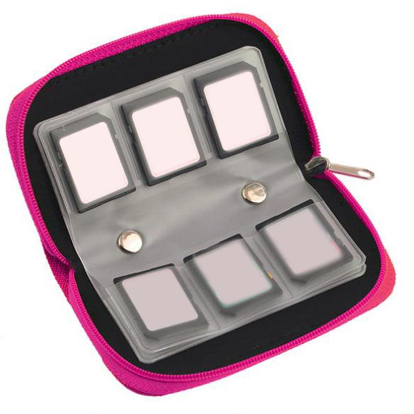 Nylon 22-Slot Memory Card Case Large Capacity Shockproof Protector Rose Red