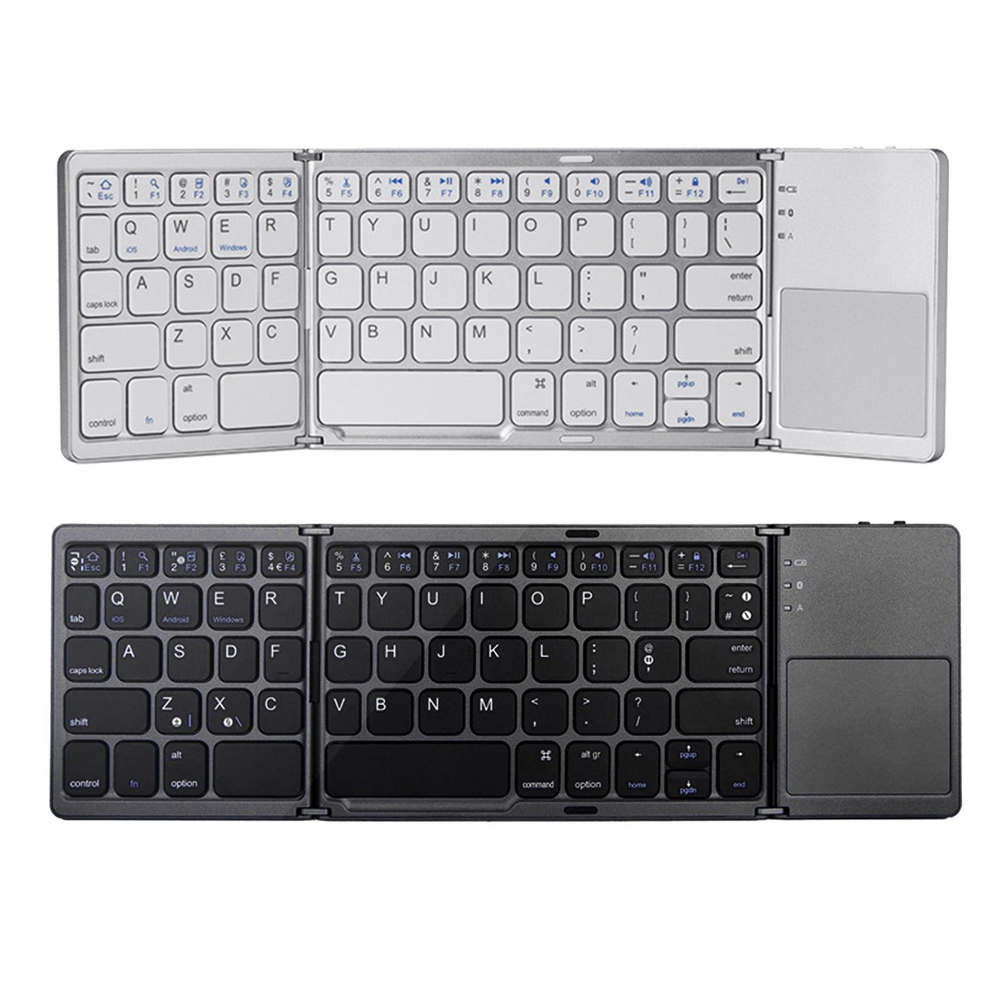 Folding Bluetooth Keyboard USB Wired Dual Mode w/Touchpad Silver