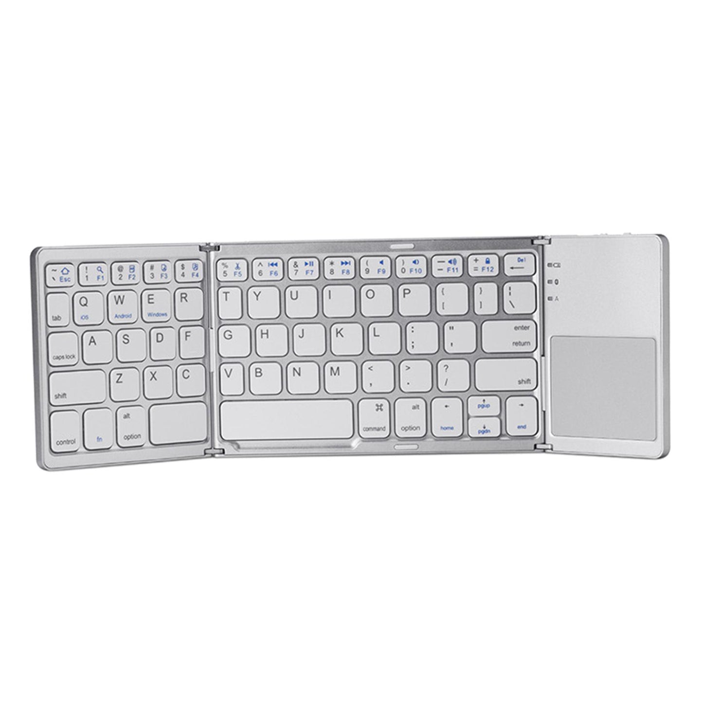Folding Bluetooth Keyboard USB Wired Dual Mode w/Touchpad Silver