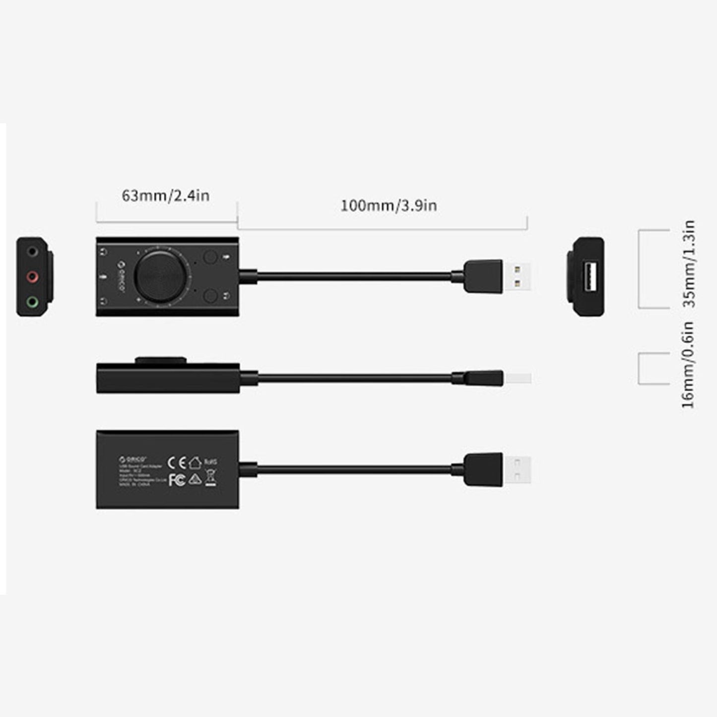 USB External Stereo Sound Adapter Converter for Windows and Mac Linux PC