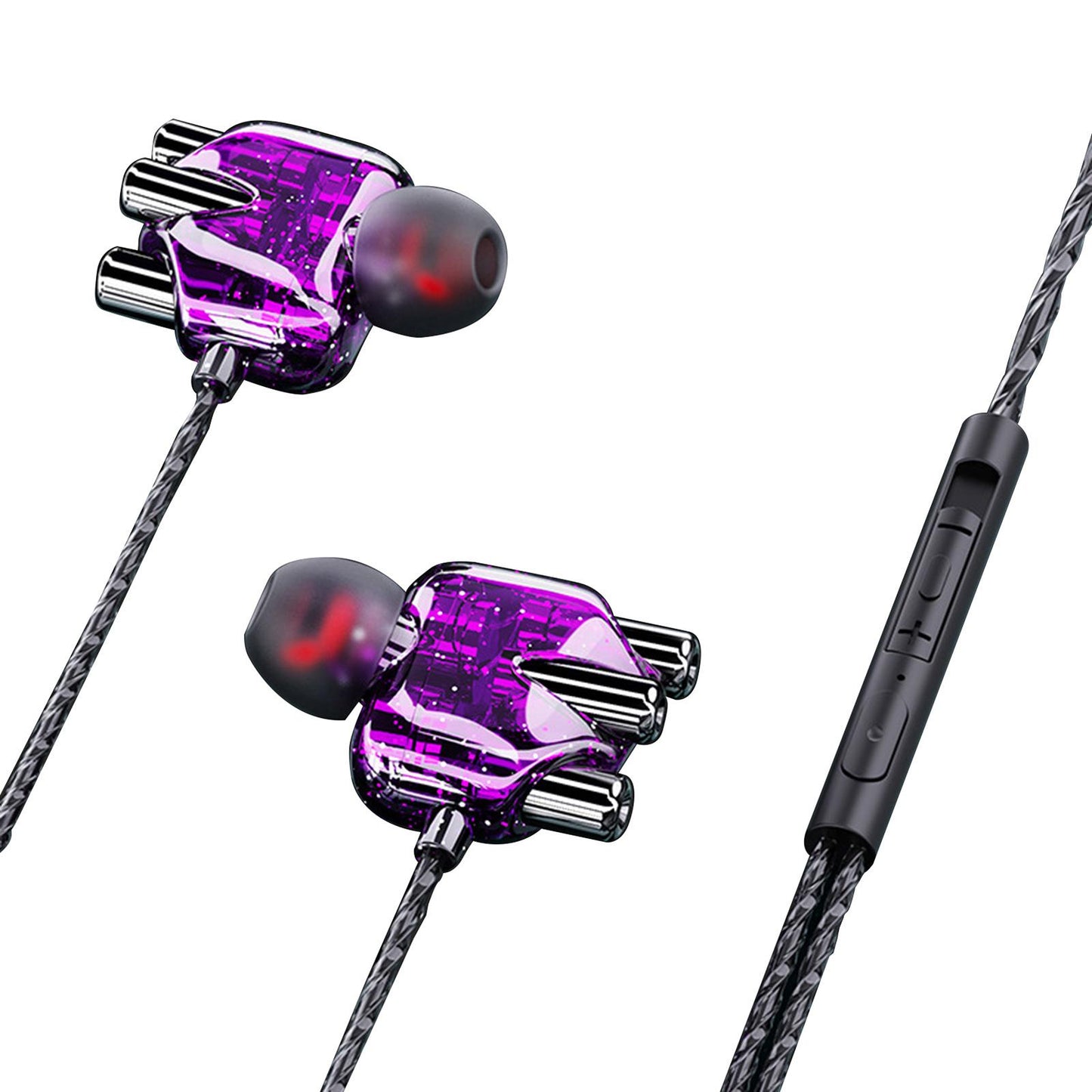 Clear Sport Earbuds Wired Earphones in Ear Headphones 3.5mm Purple