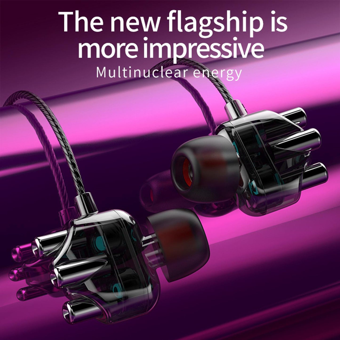 Clear Sport Earbuds Wired Earphones in Ear Headphones 3.5mm Purple