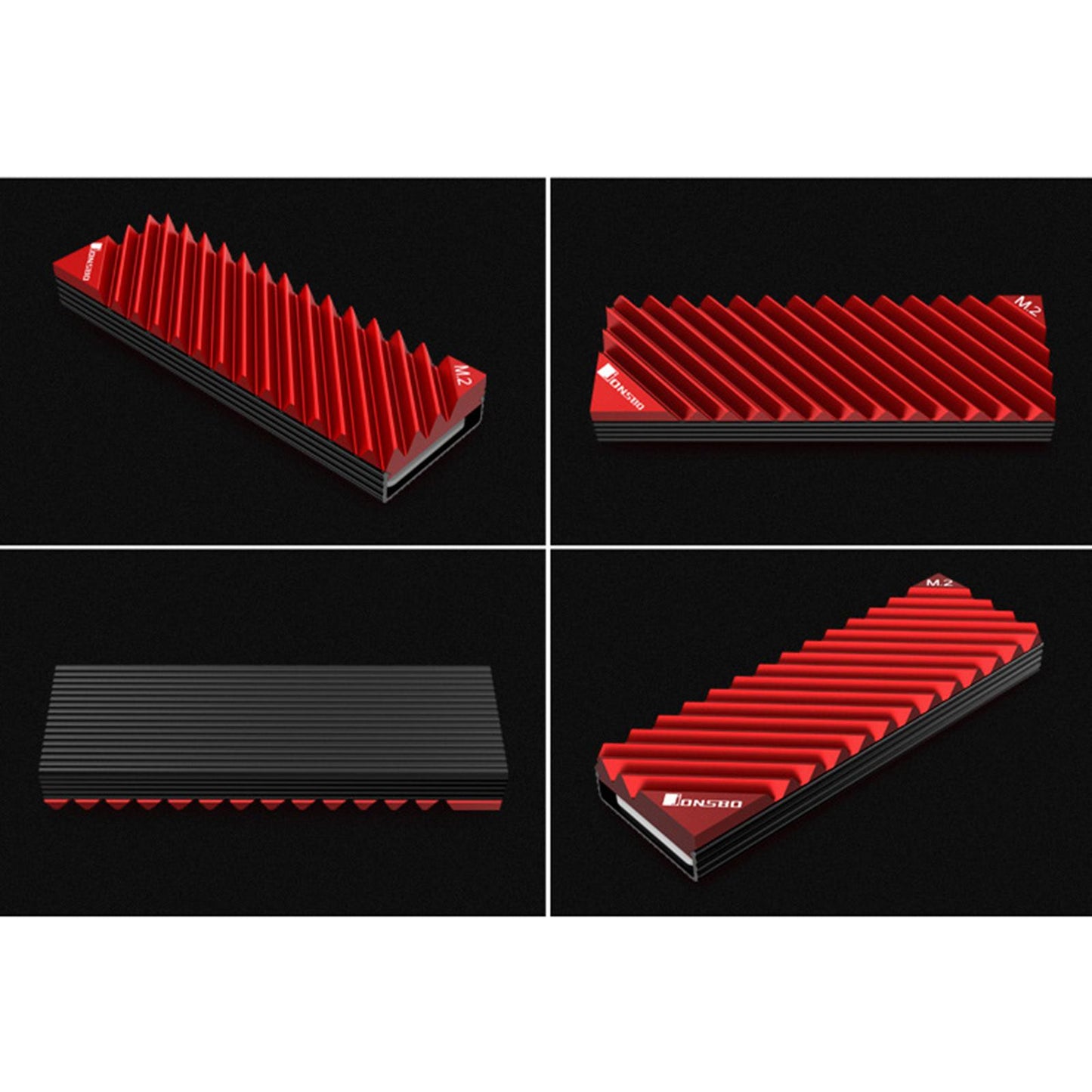 M.2 2280 SSD Solid State Hard Disk Heat Sink with Thermal Pad for PC Red