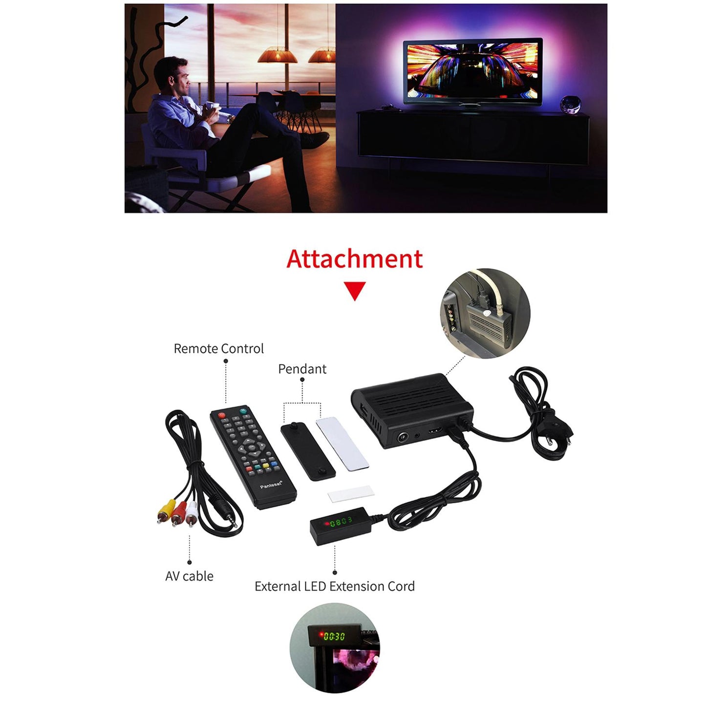 DVB-T2 HD 1080P Digital Decoder TV Receiver Set