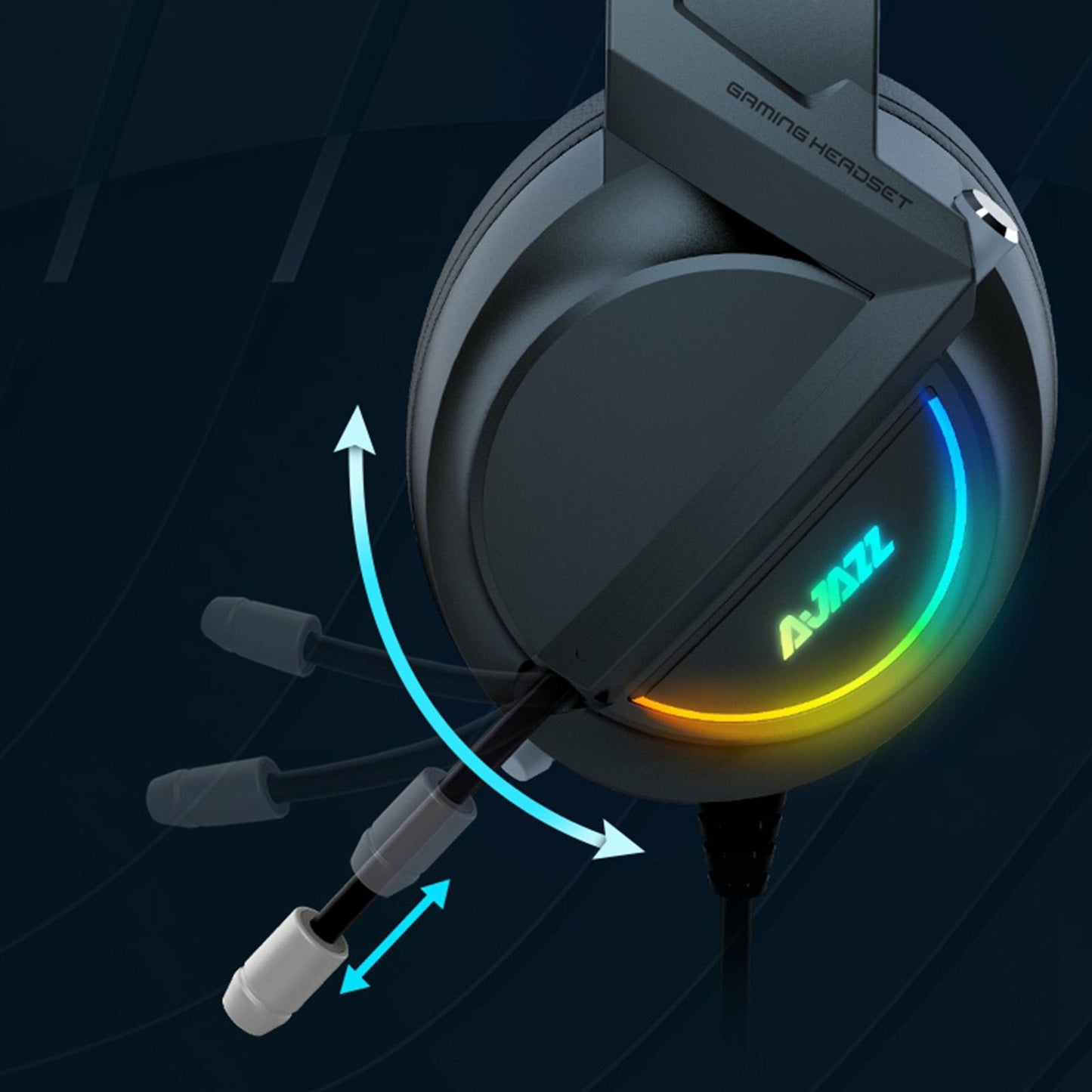 AX365 Gaming Headset 7.1 Channel Surround w/ Retractable MIC For PC Laptop Black USB 7.1