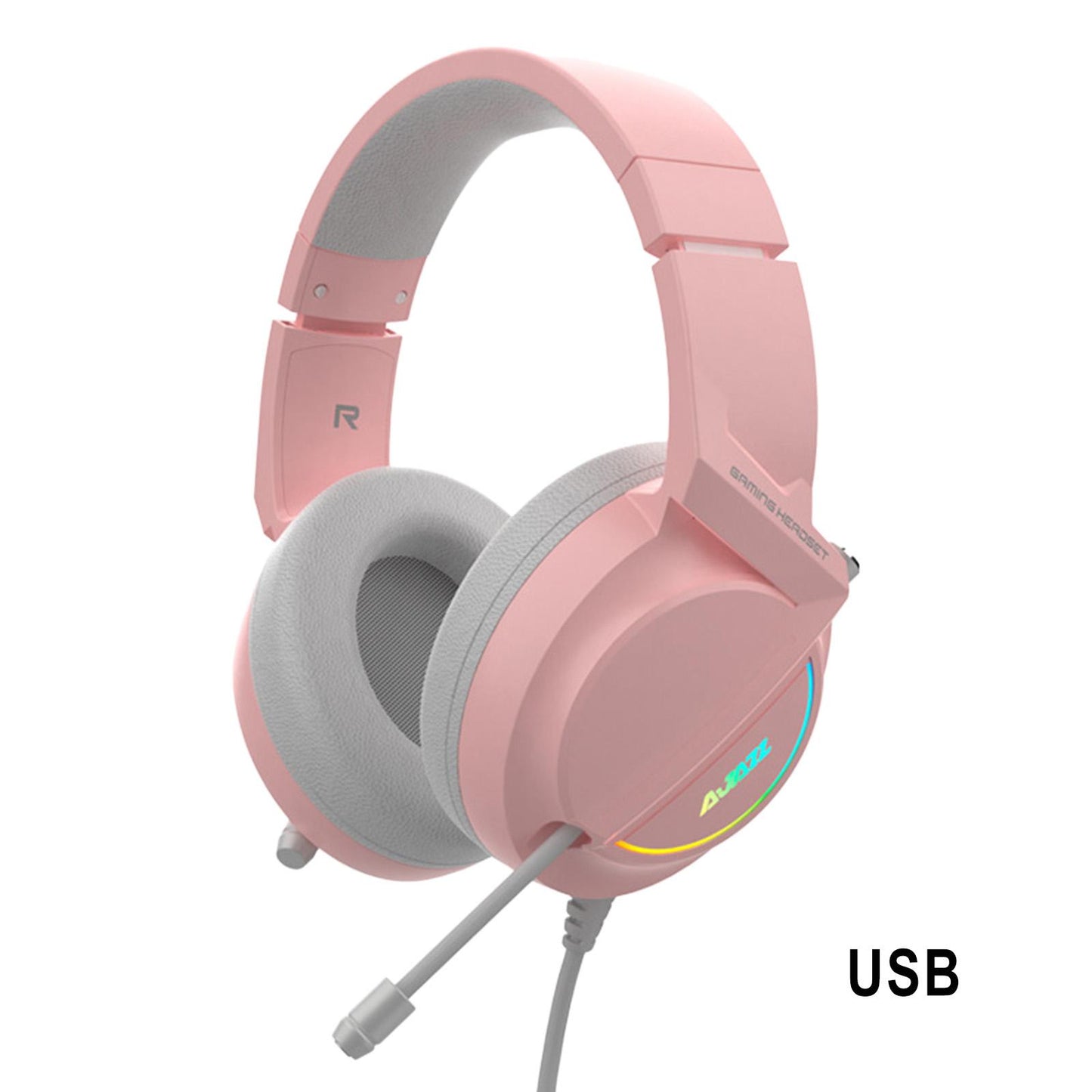 AX365 Gaming Headset 7.1 Channel Surround w/ Retractable MIC For PC Laptop Pink USB 7.1