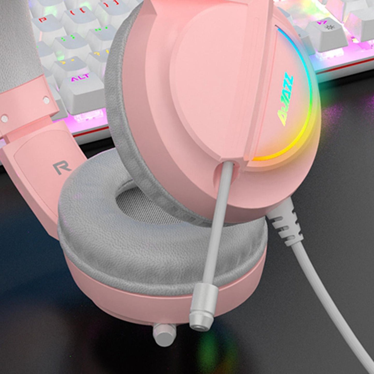 AX365 Gaming Headset 7.1 Channel Surround w/ Retractable MIC For PC Laptop Pink 3.5mm