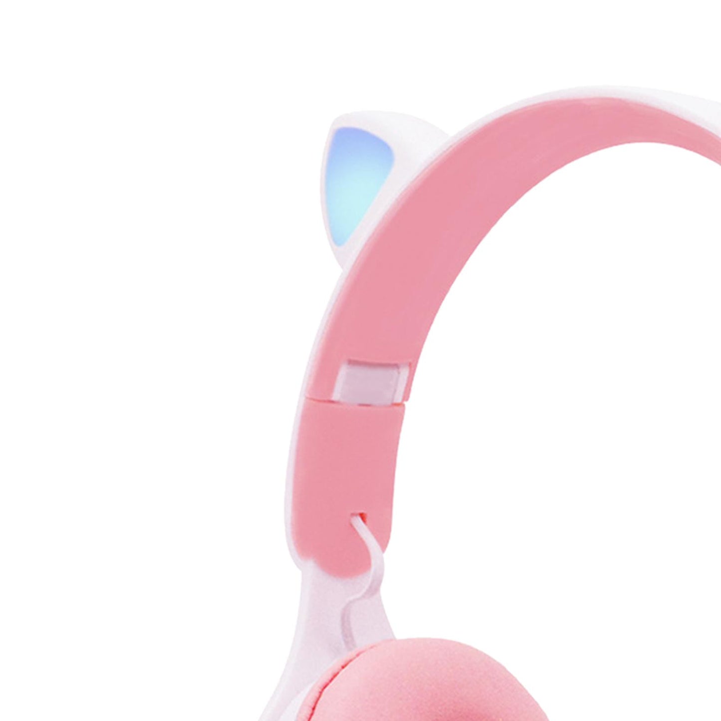 Cat Ear LED Light Up Wireless Foldable Headphones Over Ear with Mic White