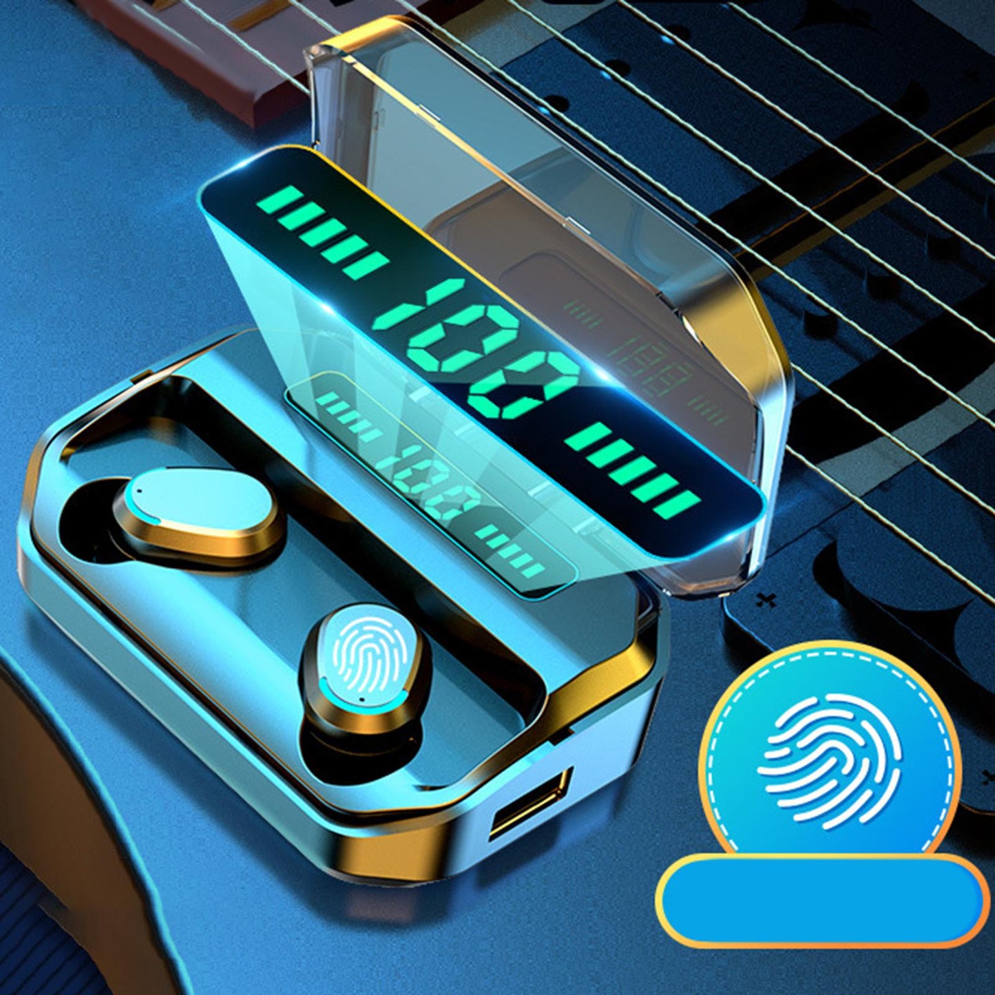 Sport Waterproof Bluetooth Earpads Wireless Headsets Earphones 2200mAh Black