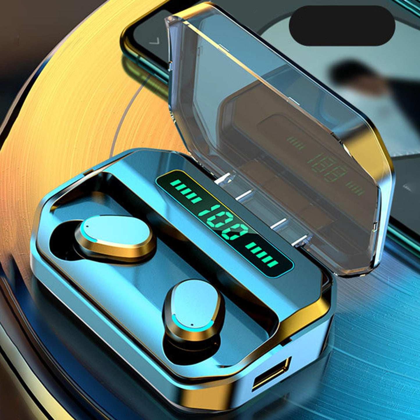 Sport Waterproof Bluetooth Earpads Wireless Headsets Earphones 2200mAh Black