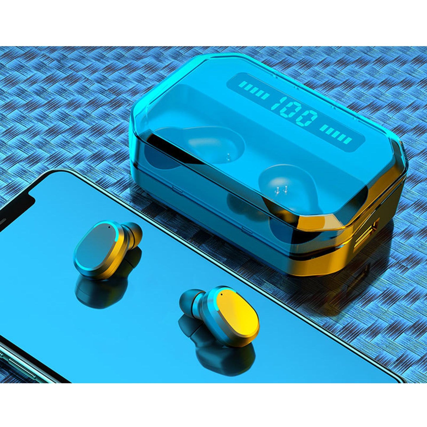 Sport Waterproof Bluetooth Earpads Wireless Headsets Earphones 2200mAh Blue