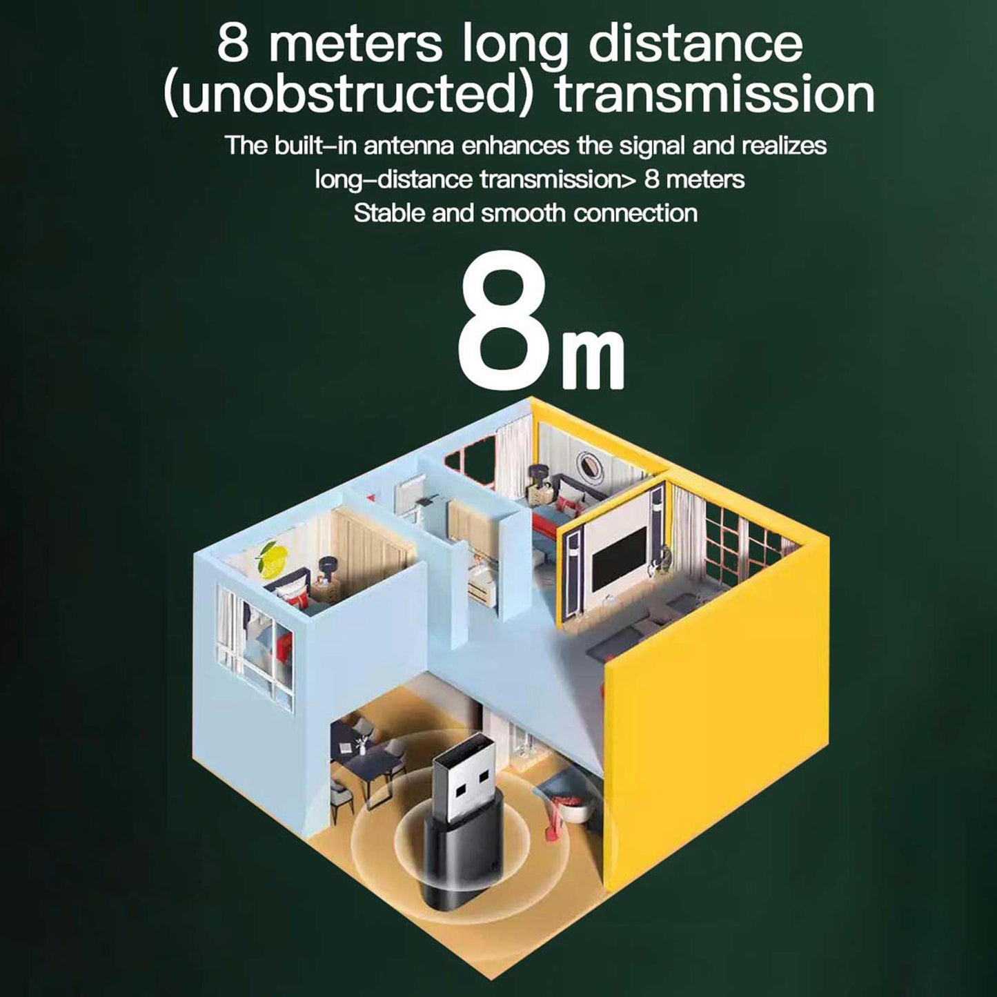 USB Bluetooth 5.0 Audio Adapter Transmitter Receiver 2-in-1 for Hands Free