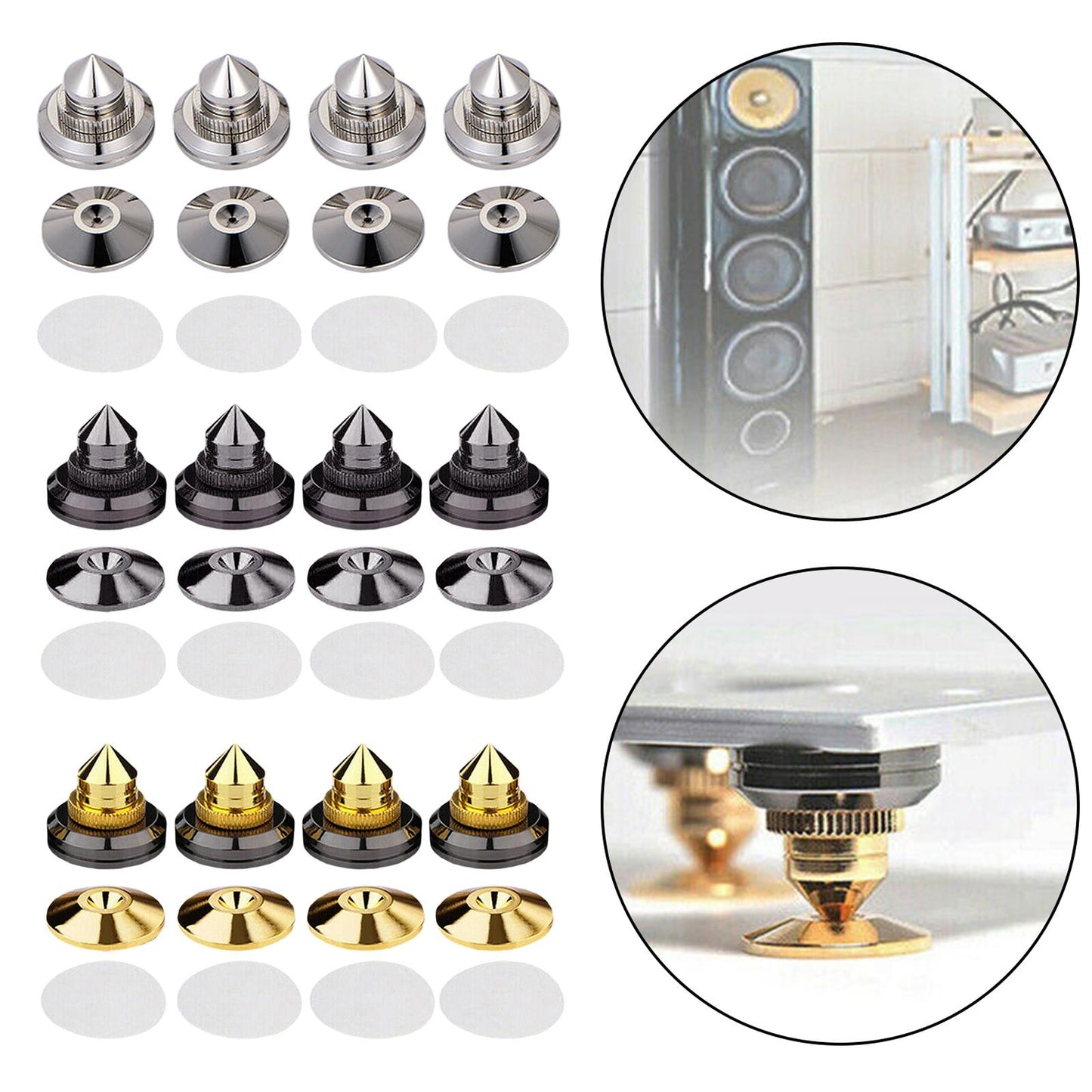 4PCS Speakers Stand Spikes Loudspeaker Box Nails Pads Alloy Gold